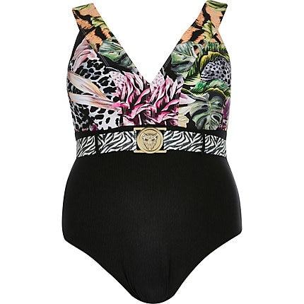 River Island Womens Plus Tropical Print Swimsuit