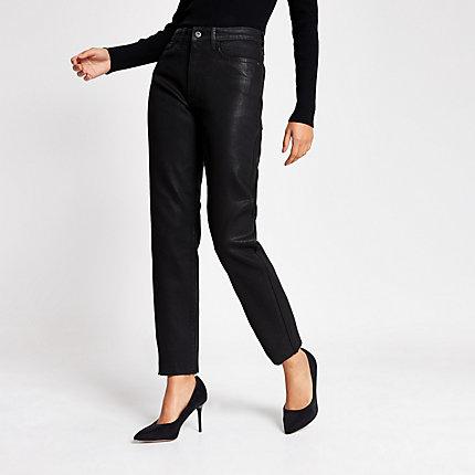 River Island Womens Coated Straight Leg Jeans