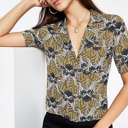 River Island Womens Floral Short Sleeve Pocket Shirt