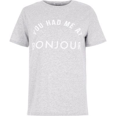 River Island Womens 'you Had Me At Bonjour' Print T-shirt