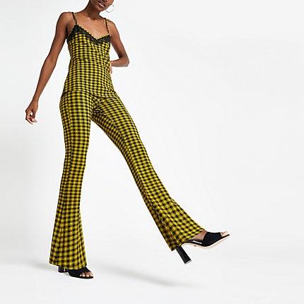 River Island Womens Check Flare Trousers