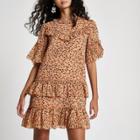 River Island Womens Leopard Print Sequin Swing Dress