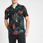 River Island Mens Floral Three Button Short Sleeve Shirt