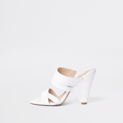 River Island Womens White Open Toe Cone Heel Mule