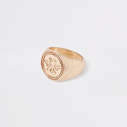 River Island Mens Gold Tone Marble Wasp Ring