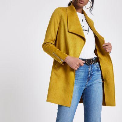 River Island Womens Faux Suede Longline Fallaway Jacket