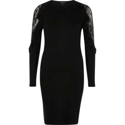 River Island Womens Lace Frill Bodycon Dress