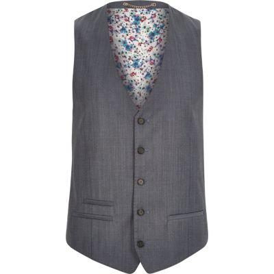 River Island Mens Wool-blend Print Lined Slim Vest