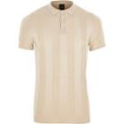 River Island Mens Rib Muscle Fit Short Sleeve Polo Shirt