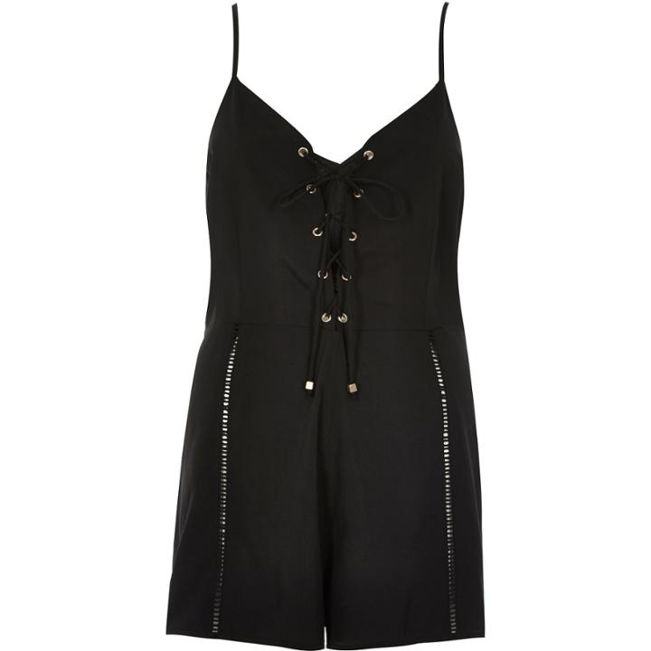 River Island Womens Eyelet Lace-up Front Playsuit