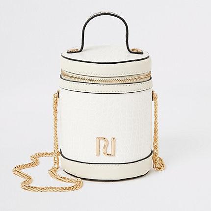 River Island Womens Croc Embossed Zip Around Cylinder Bag