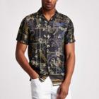 River Island Mens Gold Print Short Sleeve Shirt