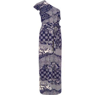 River Island Womens Print One Shoulder Maxi Dress