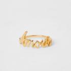 River Island Womens Gold Color 'amour' Ring