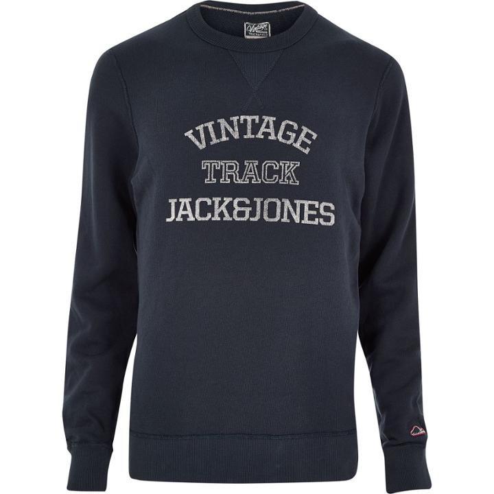 River Island Mensnavy Jack & Jones Vintage Print Sweatshirt