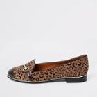 River Island Womens Leopard Print Wide Fit Loafers