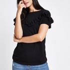 River Island Womens Short Sleeve Frill T-shirt