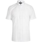 River Island Mens White Grosgrain Collar Short Sleeve Shirt