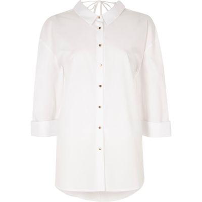 River Island Womens White Cut Out Back Oversized Shirt