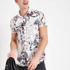 River Island Mens Floral Button Down Short Sleeve Shirt