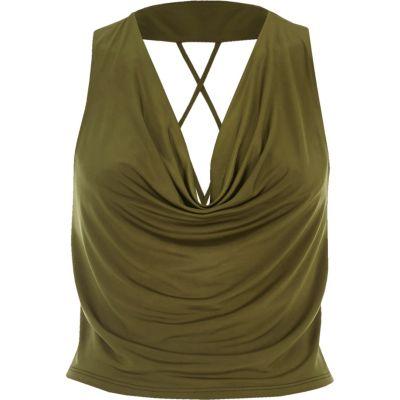 River Island Womens Cowl Neck Strappy Crop Top