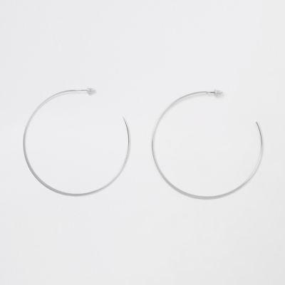 River Island Womens Silver Tone Flat Bottom Hoop Earrings