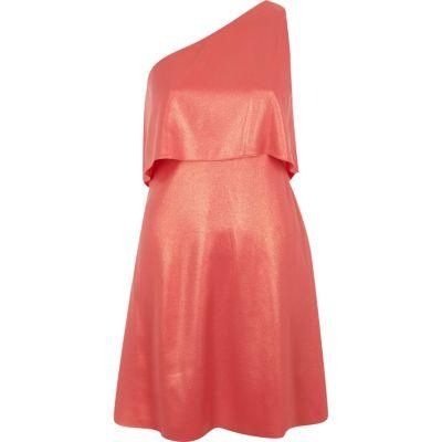 River Island Womens Metallic One Shoulder Skater Dress