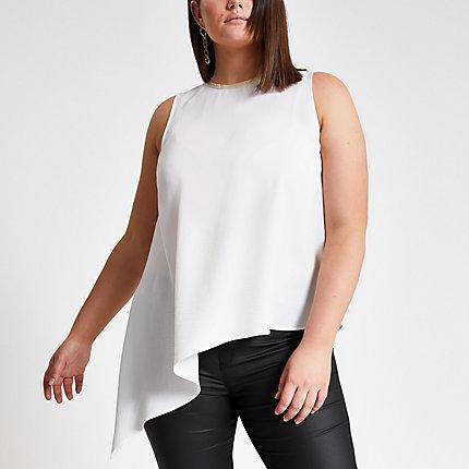River Island Womens Plus White Asymmetrick Top