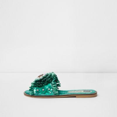 River Island Womens Raffia Flower Embellished Sandals