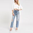 River Island Womens Straight Ripped Jeans