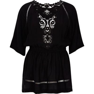 River Island Womens Short Sleeve Embroidered Top