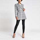 River Island Womens Check Embellished Belted Longline Blazer