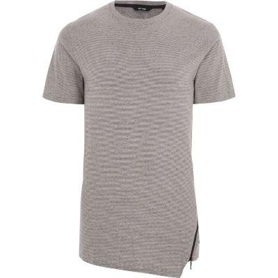 River Island Mens Only And Sons Stripe Zip Hem T-shirt