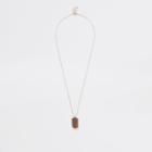 River Island Mens Gold Tone Wooden Dog Tag Necklace