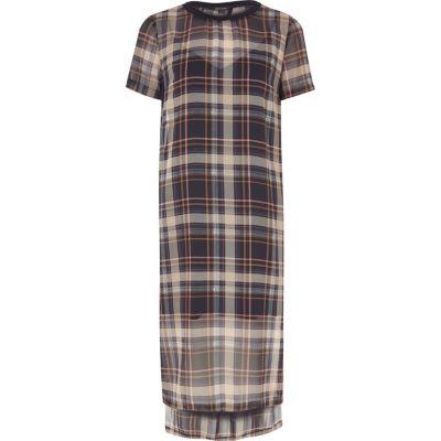 River Island Womens Check Mesh T-shirt Dress