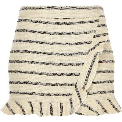 River Island Womens Metallic Stripe Tweed Wrap Frill Skort