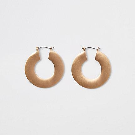 River Island Womens Gold Color Matte Flat Hoop Earrings