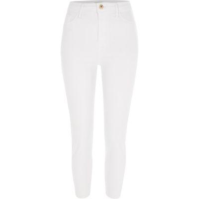River Island Womens Petite White Harper High Waisted Skinny Jeans