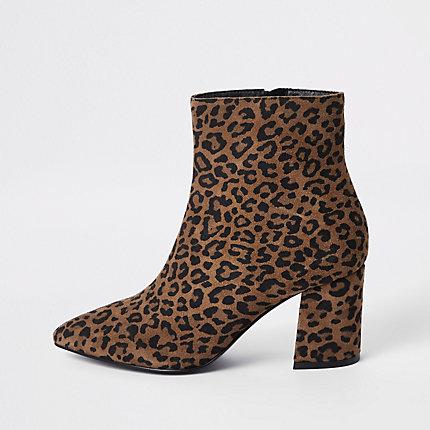 River Island Womens Leopard Print Ankle Boots