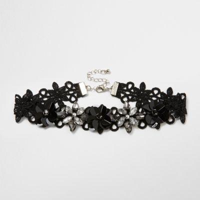 River Island Womens 3d Floral Lace Choker