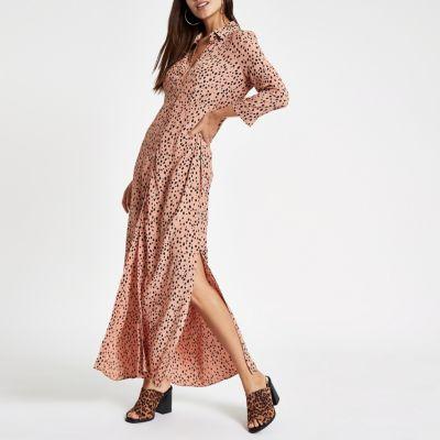 River Island Womens Spot Print Shirt Maxi Dress