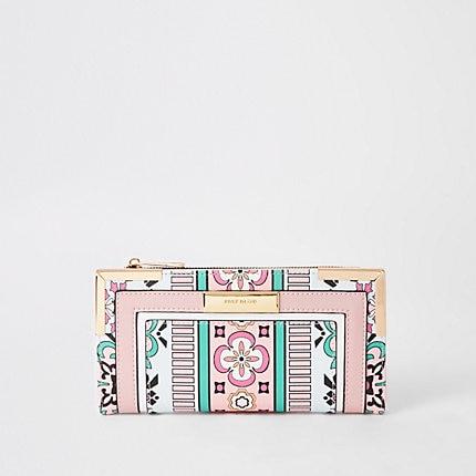 River Island Womens Mixed Print Fold Out Purse