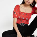 River Island Womens Floral Mesh Top