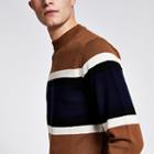 River Island Mens Blocked Slim Fit Knit Jumper