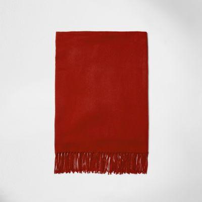 River Island Mensred Tassel Brushed Scarf