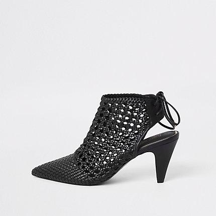 River Island Womens Leather Woven Backless Boots