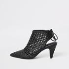 River Island Womens Leather Woven Backless Boots