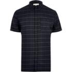 River Island Mensnavy Casual Check Short Sleeve Slim Shirt