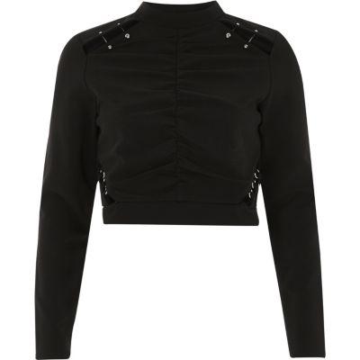 River Island Womens Ruched Embellished Crop Top