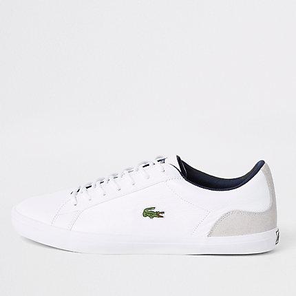 River Island Mens Lacoste White Leather Contrast Trainers